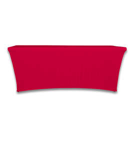 Full Color 8' Ultrafit Curve Open-Back Stretch Tablecloth - Color: Cardinal