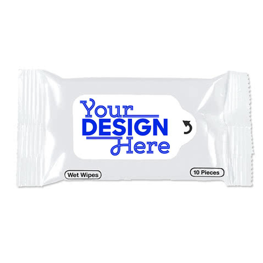 Customized Travel Size Antibacterial Sanitizing Wipes in White
