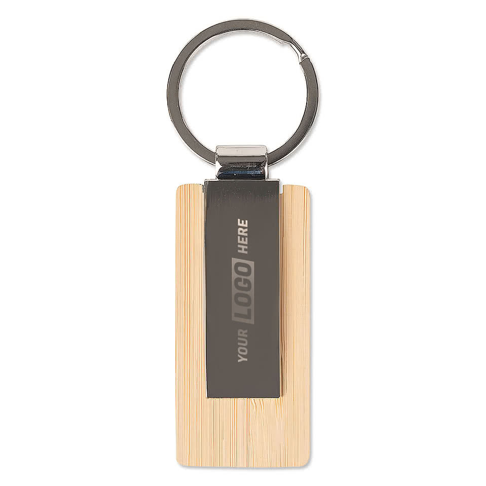 Laser Engraved Bamboo Keychain