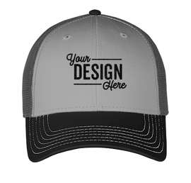 Otto Cap Low Profile Two-Tone Trucker Hat - Color: Black / Gray / Charcoal Gray