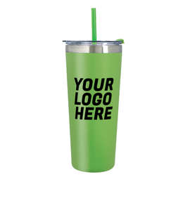 24 oz. Colma Stainless Steel Insulated Tumbler with Straw - Color: Lime