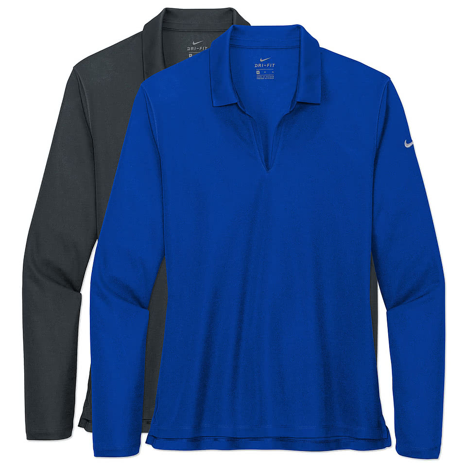 Nike Women's Dri-FIT Micro Pique Long Sleeve Performance Polo 2.0 - Printed