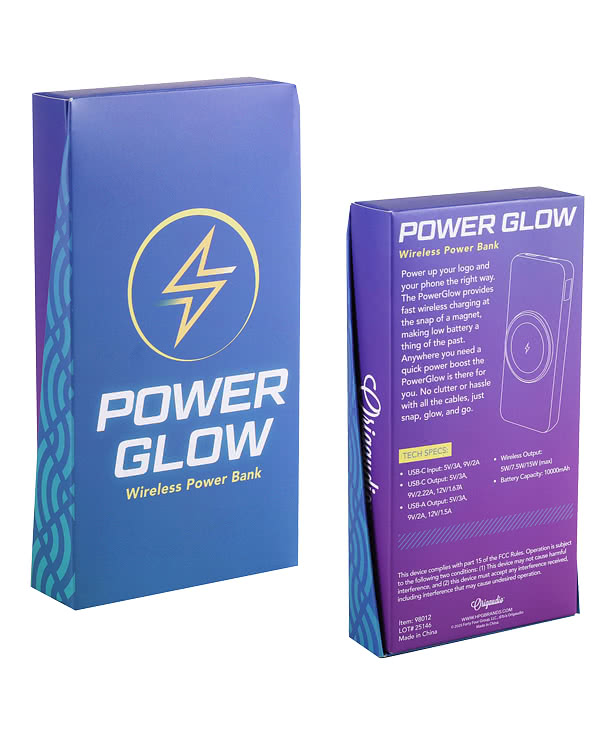 Full Color PowerGlow Illuminating 10,000 mA Wireless Power Bank