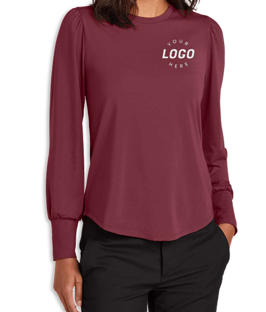 Mercer+Mettle Women's Stretch Jersey Long Sleeve Blouson Shirt in Rosewood