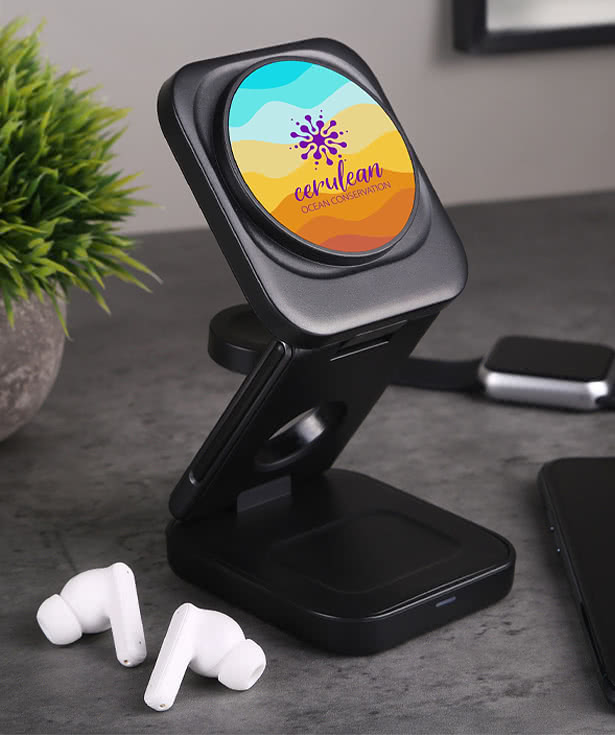 Full Color Trifecta 3-in-1 Wireless Charging Phone Stand