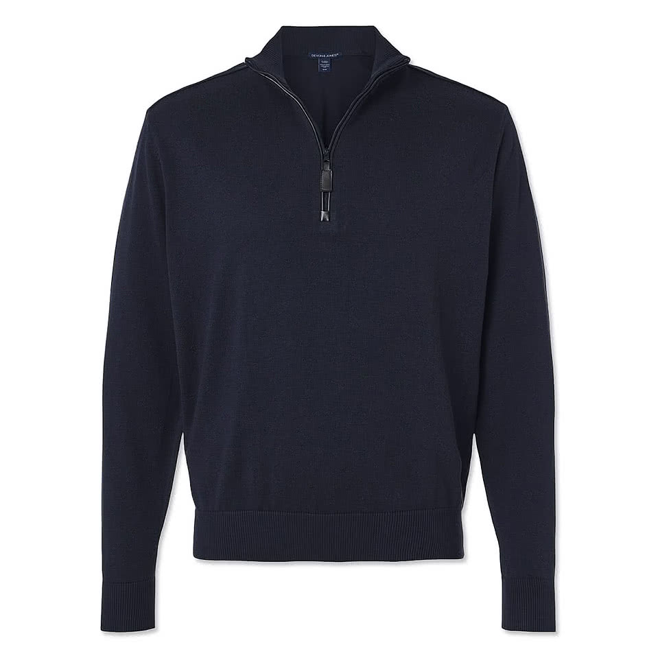 Devon & Jones New Classics Recycled Quarter Zip Sweater - Printed