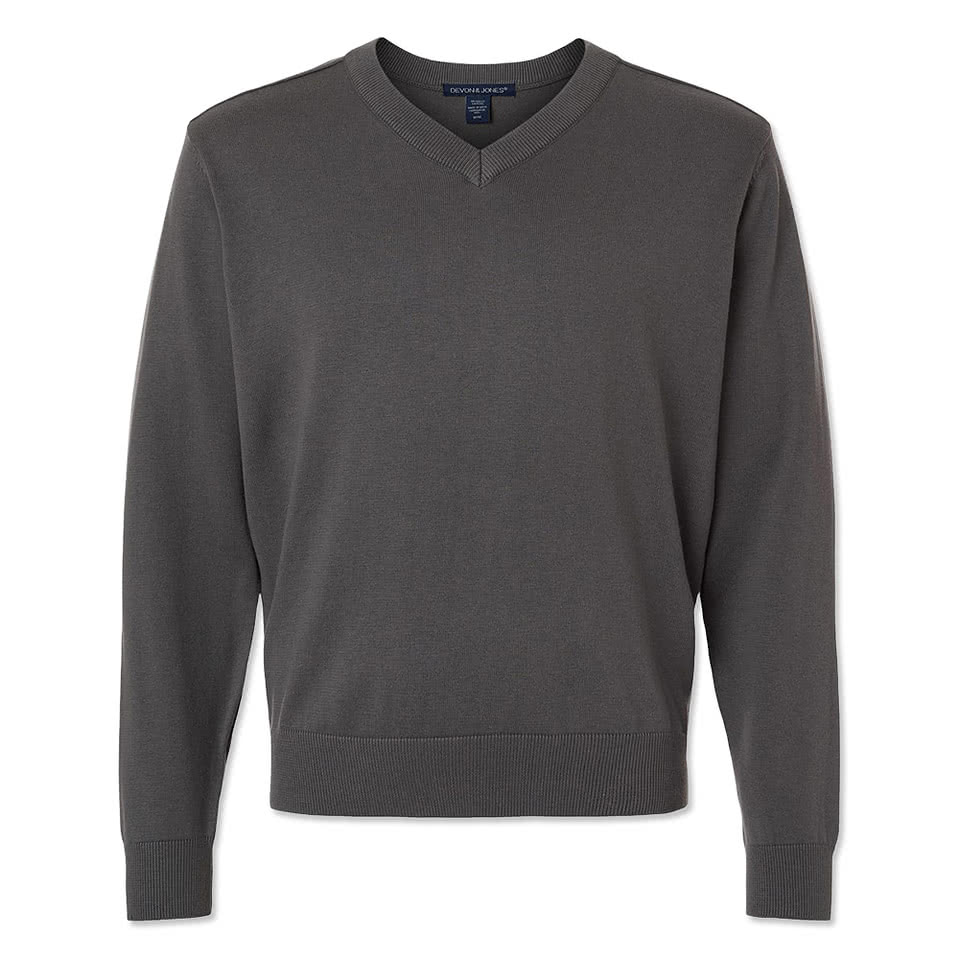 Devon & Jones New Classics Recycled V-Neck Sweater - Embroidered