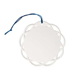 Shatterproof Flat Ornament - Color: White with Blue Cord