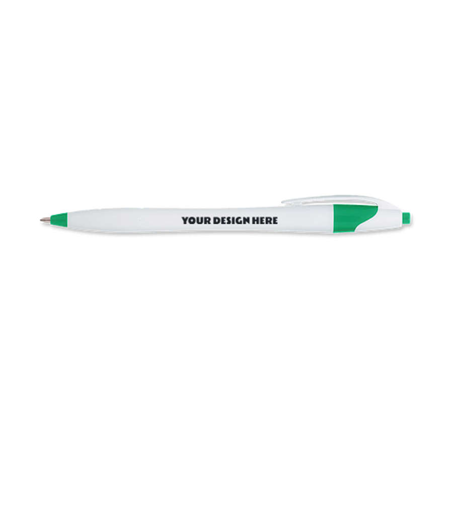 Dart Ballpoint Pen (black ink) in White with Green