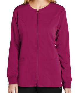 WonderWink Women’s Premiere Flex Stretch Full-Zip Scrub Jacket - Color: Wine