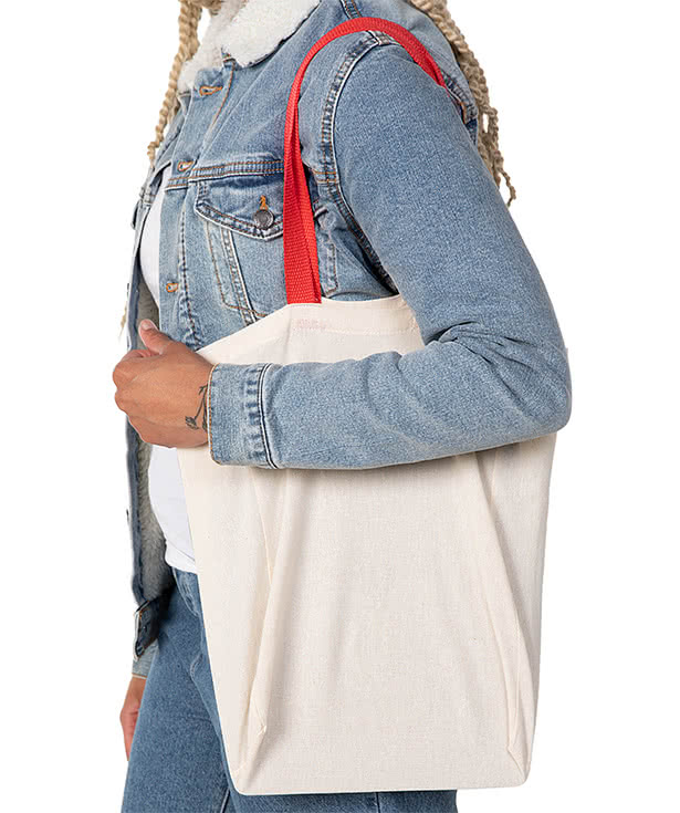 Lightweight Contrast Handles Cotton Canvas Tote Bag