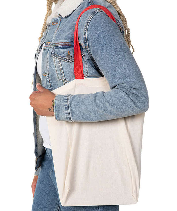 Lightweight Contrast Handles Cotton Canvas Tote Bag