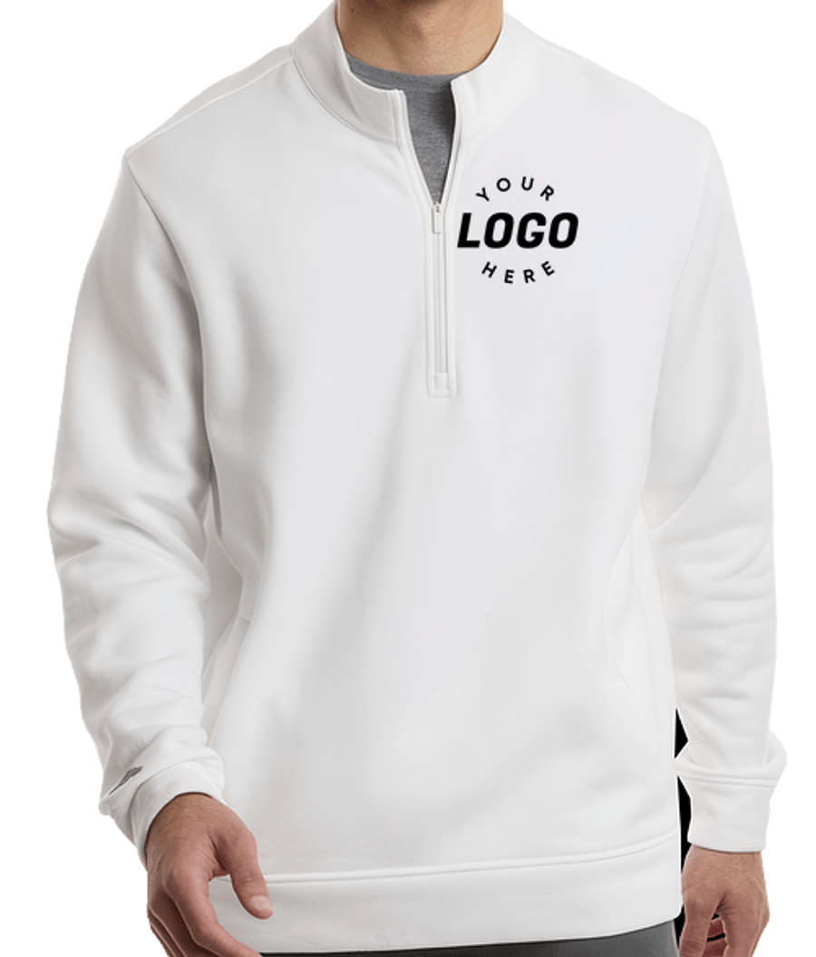 Adidas Elevated Fleece Recycled Performance Quarter-Zip Pullover in Core White