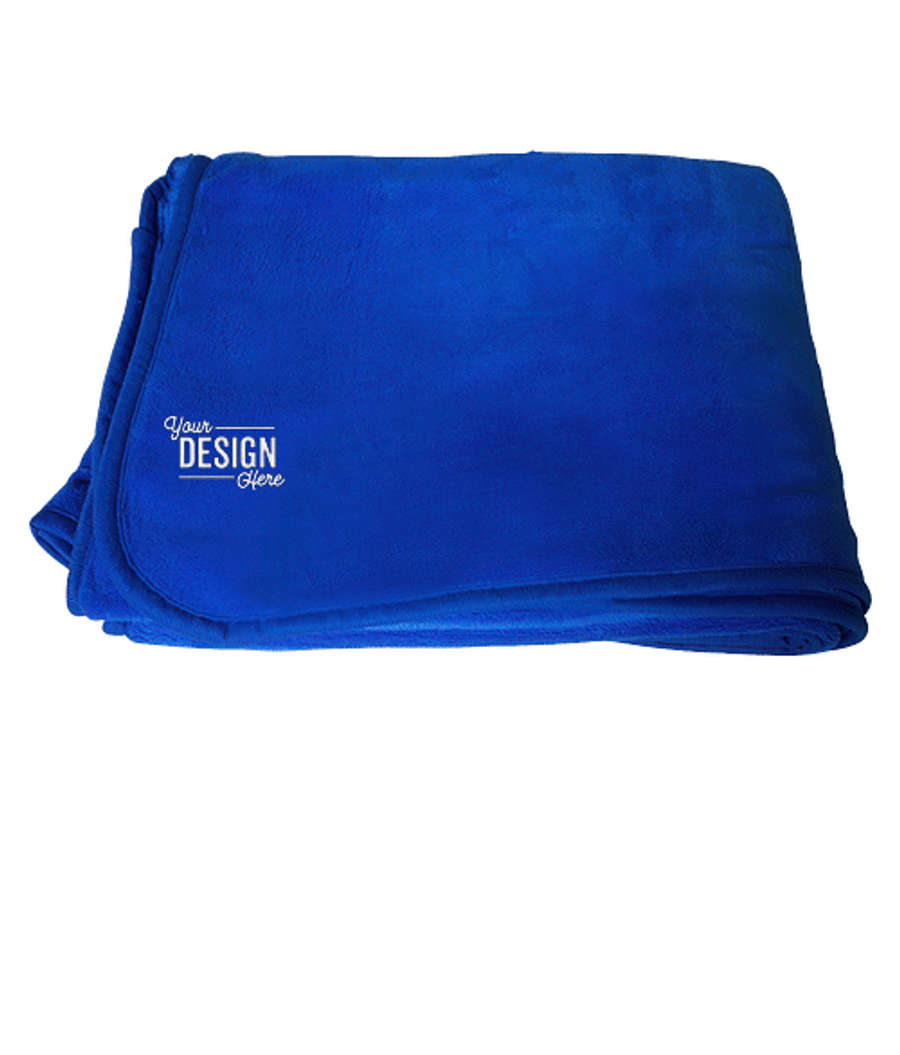 Chenille Micro Plush Fleece Blanket in BLUE-REFLEX