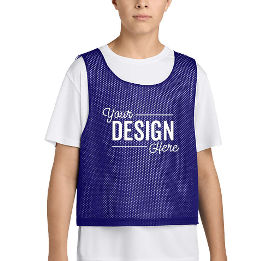 Sport-Tek Youth Lacrosse Reversible Pinnie in Purple / White