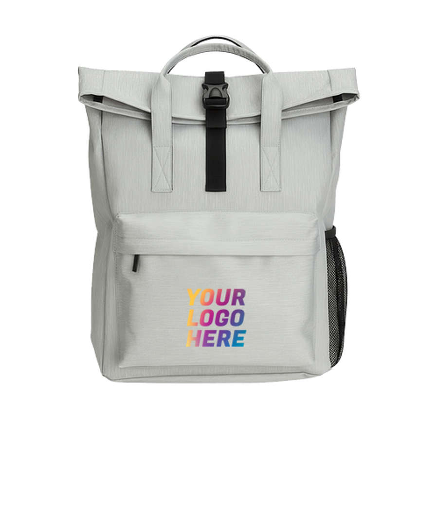 Full Color Monarch Business Roll Top 17" Computer Backpack in Gray