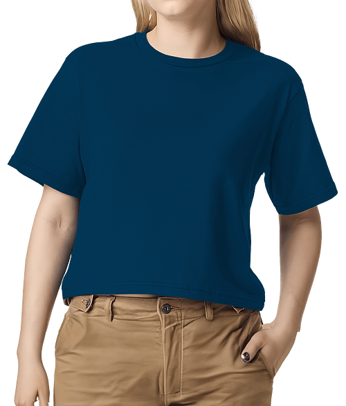 American Apparel Women's Fine Jersey Boxy T-shirt in Sea Blue