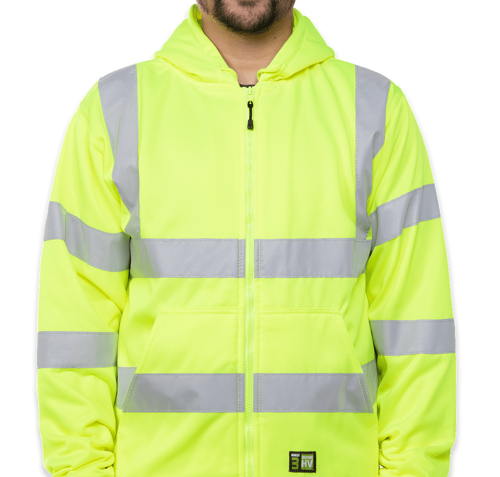 Berne Hi-Vis Class 3 Lined Full-Zip Hooded Sweatshirt-default