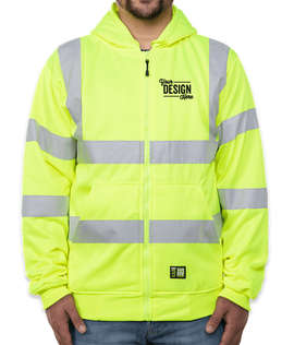 Berne Hi-Vis Class 3 Lined Full-Zip Hooded Sweatshirt