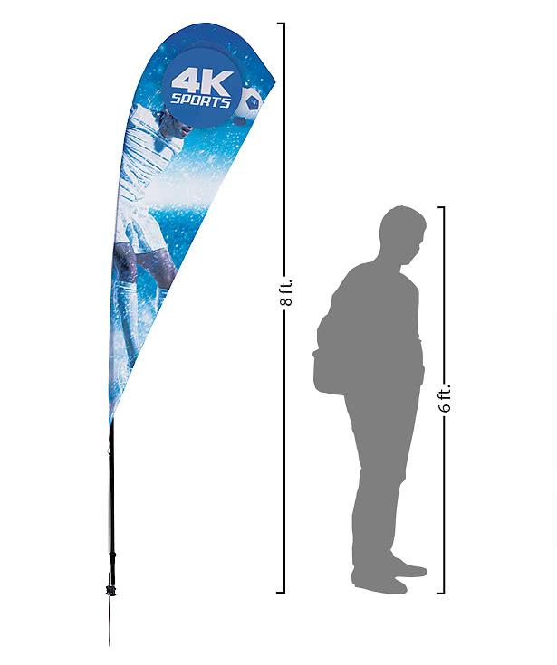 Full Color 8’ Streamline Teardrop Flag with Ground Spike