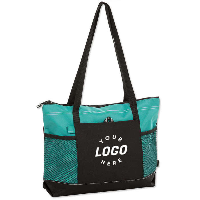 Large Multi-Pocket Zippered Tote Bag