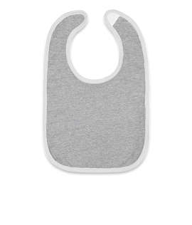 Rabbit Skins Contrast Trim Premium Jersey Baby Bib - Color: Heather / White