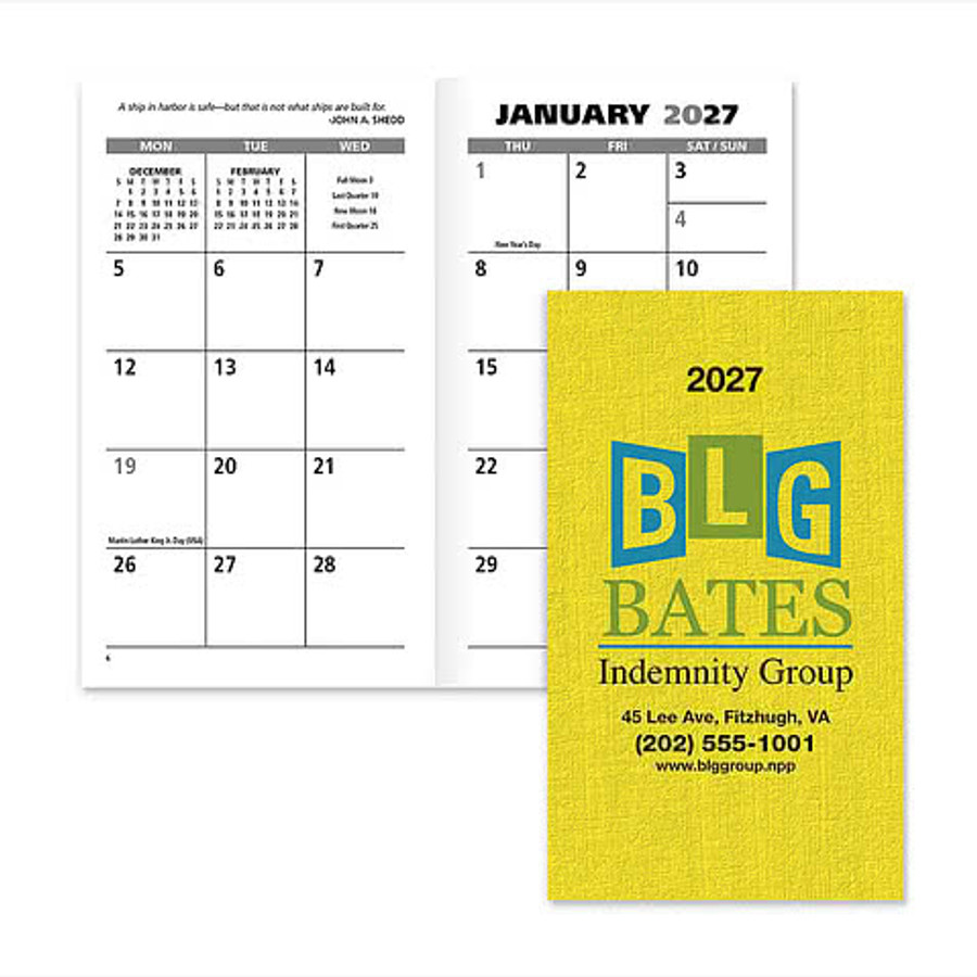 Full Color Promotional Monthly Pocket Planner in Black