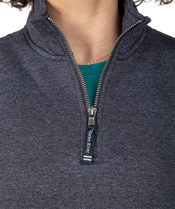 Charles River Women's Crosswind Quarter Zip Sweatshirt - Faux Leather Patch