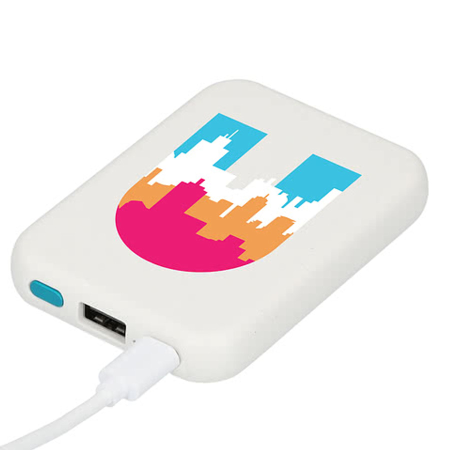 Full Color Recycled 3,000 mAh Portable Wireless Power Bank in White