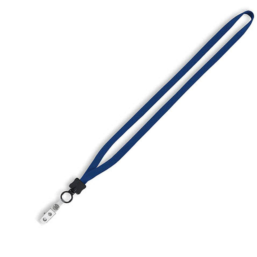 1/2" Cotton Lanyard with Plastic O-Ring and Vinyl Snap Bulldog Clip in White