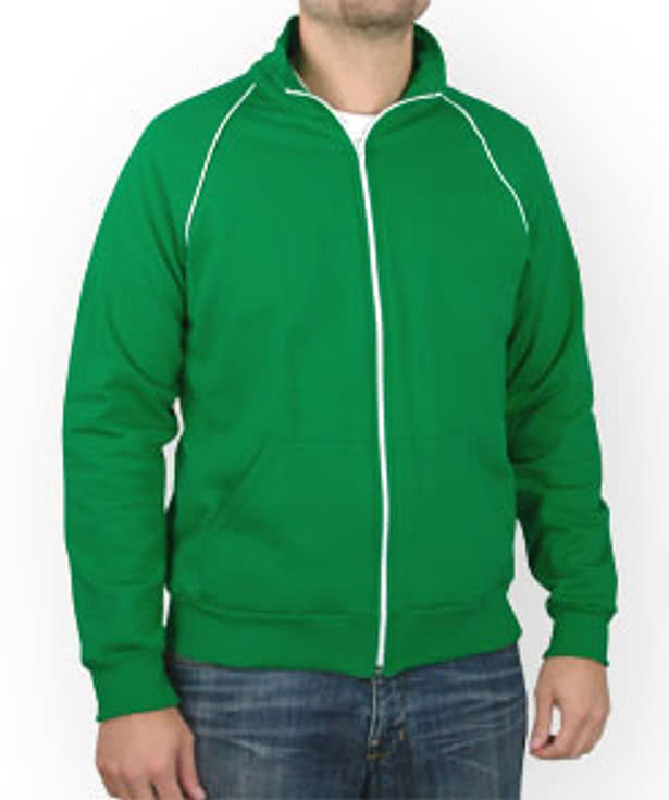 American Apparel USA-Made Fleece Track Jacket with White Piping