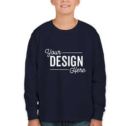 Fruit of the Loom Youth 100% Cotton Long Sleeve T-shirt - Color: J. Navy
