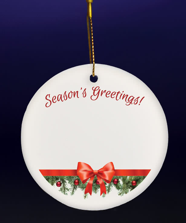 Season's Greetings 3" Round Ceramic Ornament