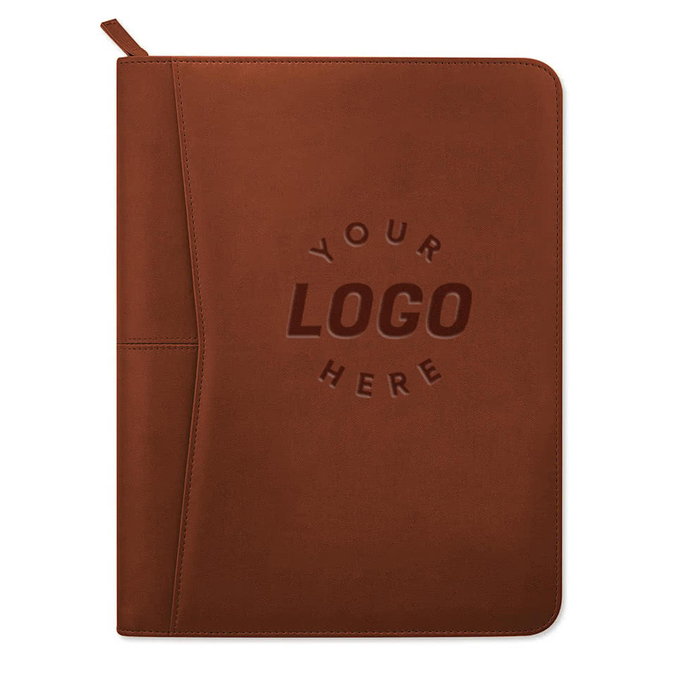 Debossed Pedova Zippered Padfolio