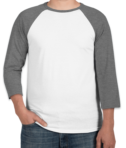 Bella + Canvas Lightweight Raglan T-shirt in White / Deep Heather