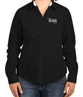 Port Authority Women's Long Sleeve Easy Care Shirt - Color: Black/Light Stone