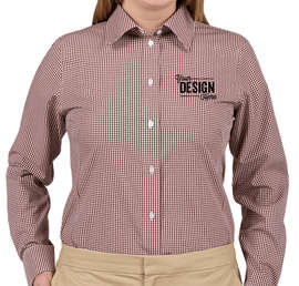 Devon & Jones Women's Gingham Dress Shirt - Color: Burgundy