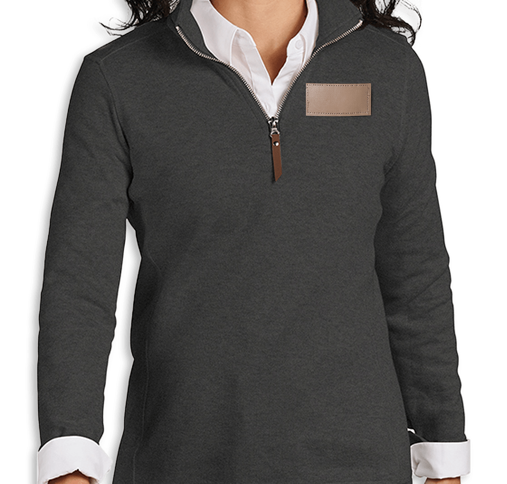 Charles River Women's Hudson Quarter Zip Pullover - Faux Leather Patch-default
