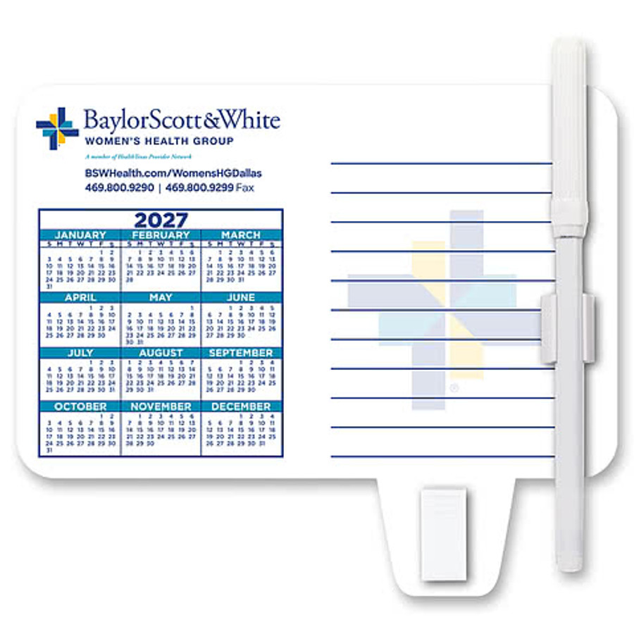 Calendar / Memo Magnet with Clip in .030 Thickness White