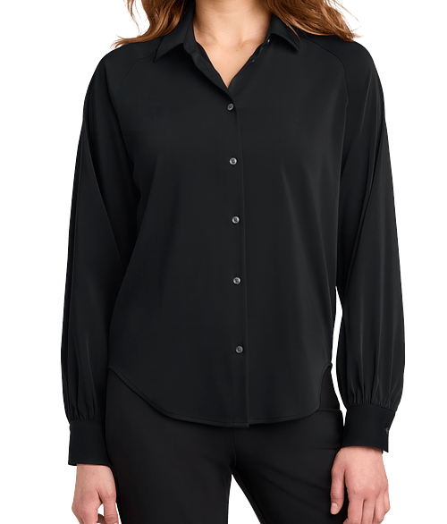 Mercer+Mettle Women's Long Sleeve Buttery Soft Blouse in Deep Black