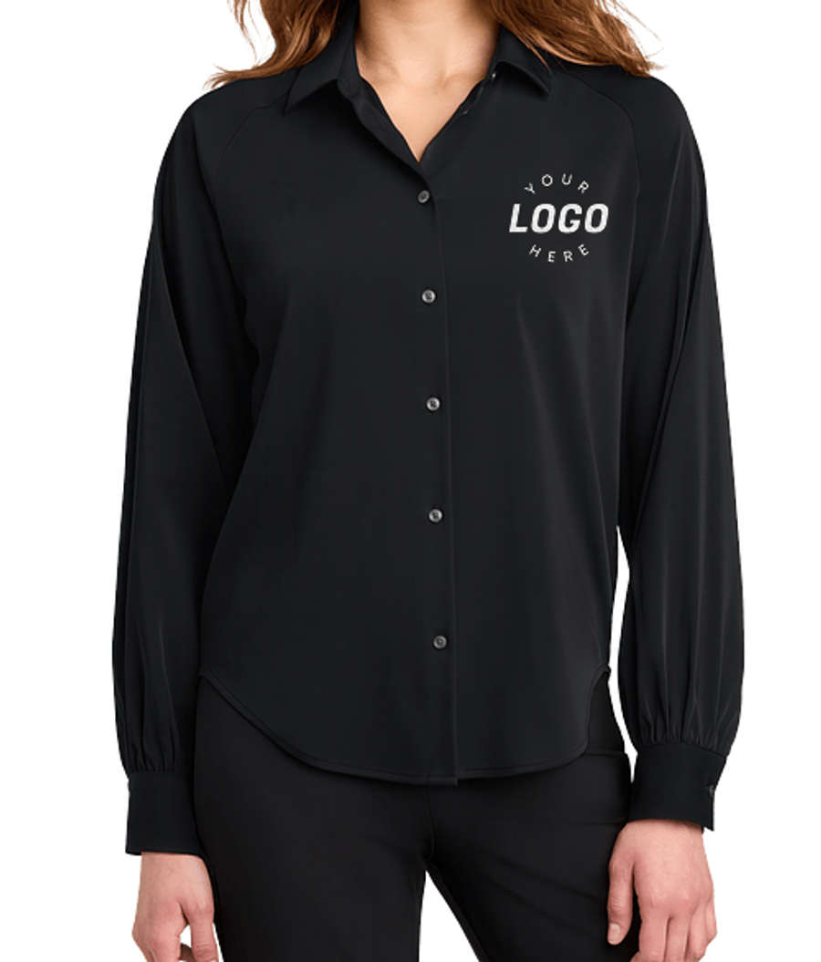 Mercer+Mettle Women's Long Sleeve Buttery Soft Blouse in Deep Black