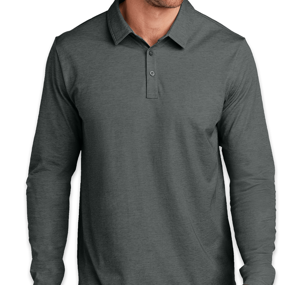 TravisMathew Oceanside Heather Long Sleeve Performance Polo - Embroidered-default