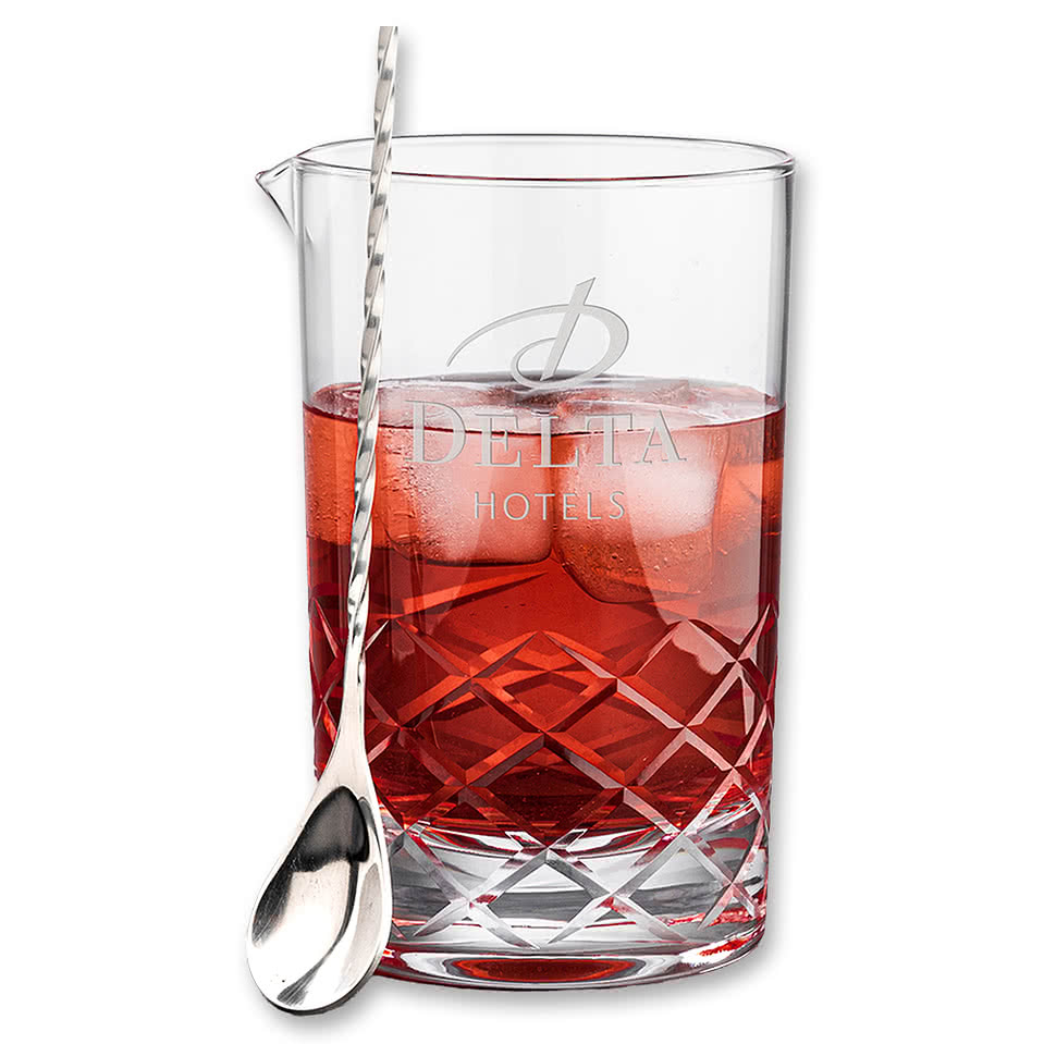 Laser Etched 24 oz. Durham Mixing Glass with Spoon