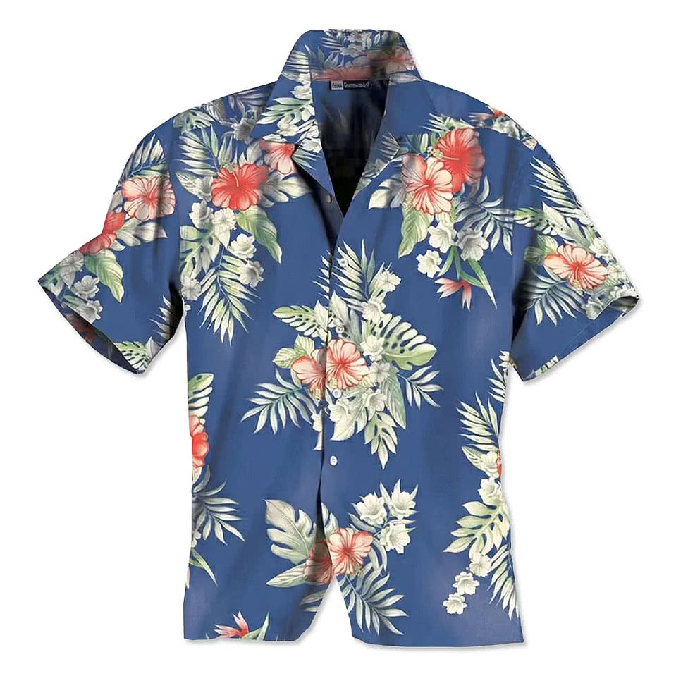Blue Generation Floral Print Short Sleeve Camp Shirt - Printed