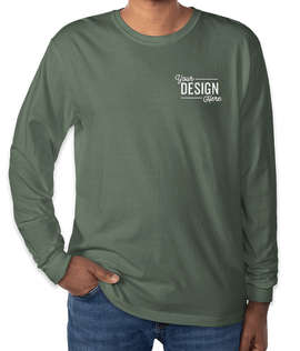 Comfort Colors 100% Cotton Long Sleeve T-Shirt - Embroidered - Color: Blue Spruce