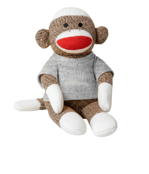 Full Color 11.5" Sock Monkey Plush Animal in Gray