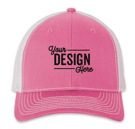 Richardson Snapback Trucker Hat - Color: Hot Pink / White