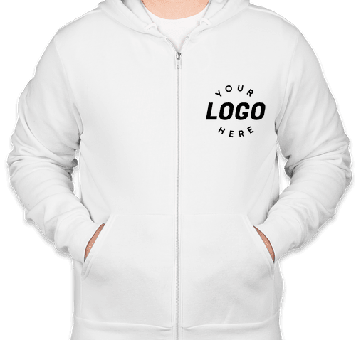 Bella Canvas 3739 Unisex Poly Cotton Fleece Full Zip Hoodie White XL