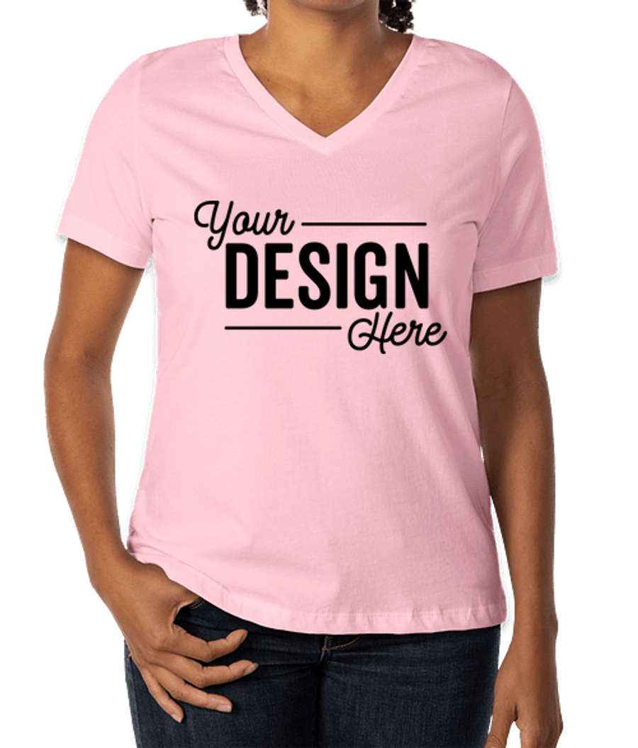 Bella + Canvas Women's Jersey V-Neck T-shirt in Pink