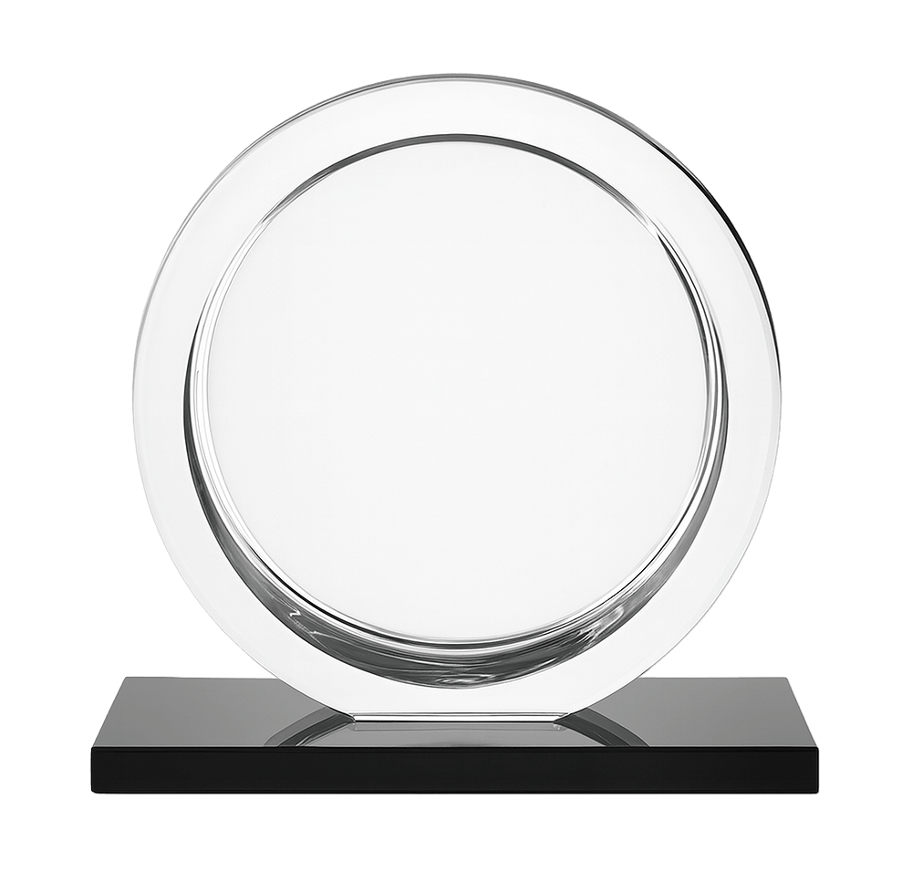 Laser Engraved Mario Cioni Large High Tech Award on Black Glass Base-default